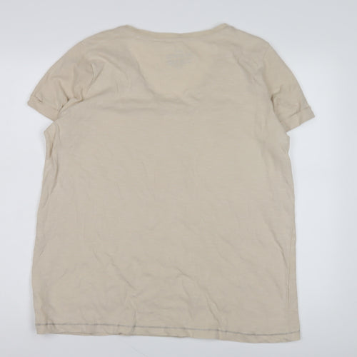 Gina Benotti Beige Bird Embellished V-Neck T-Shirt - Size 16