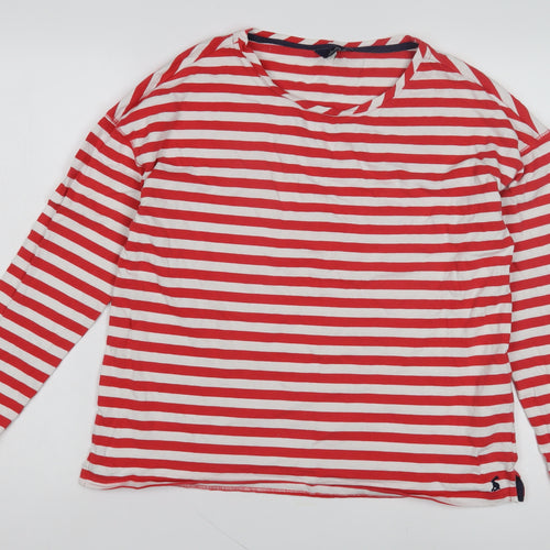 Joules Women's Red Striped Long Sleeve T-Shirt Size 12