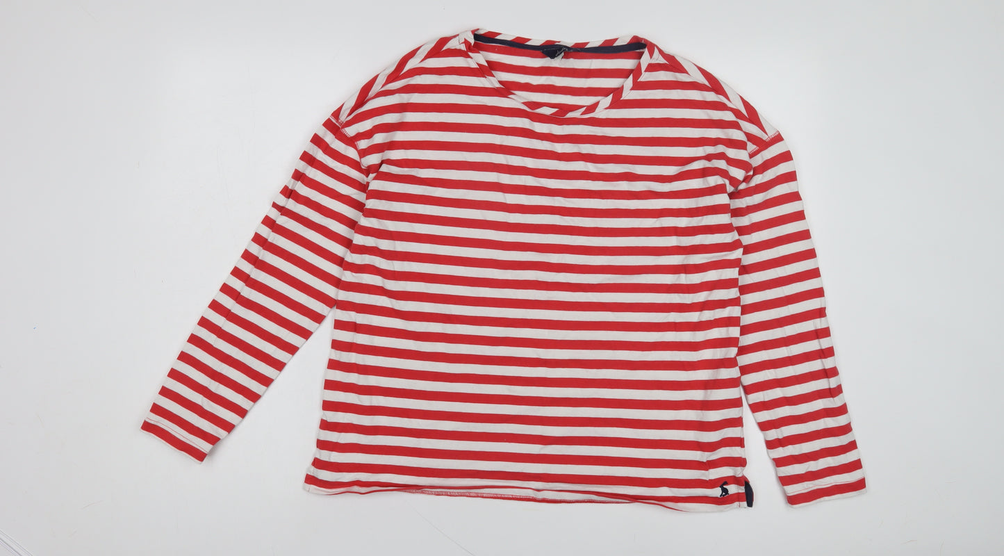 Joules Women's Red Striped Long Sleeve T-Shirt Size 12