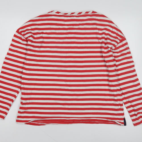Joules Women's Red Striped Long Sleeve T-Shirt Size 12