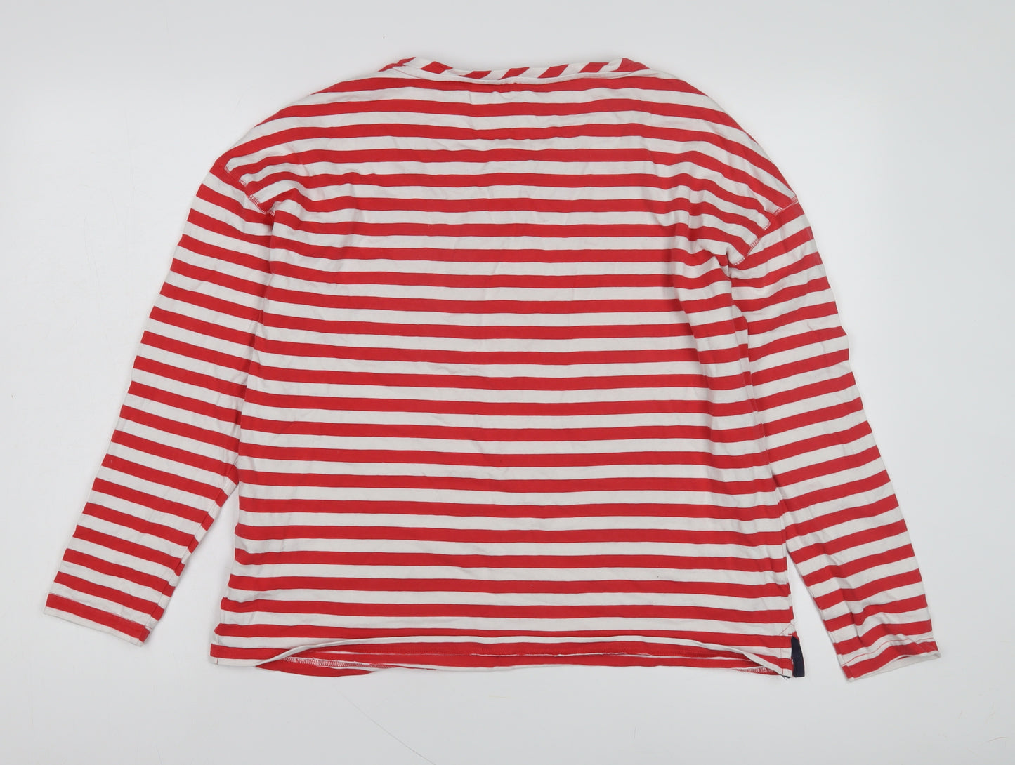 Joules Women's Red Striped Long Sleeve T-Shirt Size 12