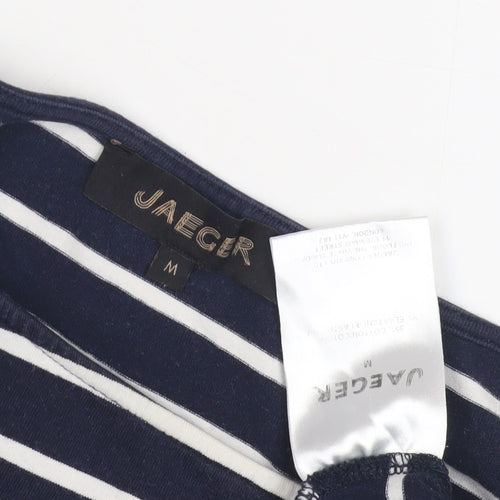 Jaeger Women's Blue Striped Boat Neck Top M
