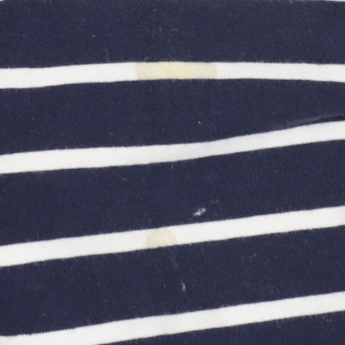 Jaeger Women's Blue Striped Boat Neck Top M