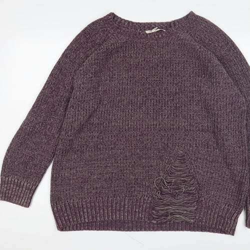 BCBGeneration Women's Purple Chunky Knit Jumper, L