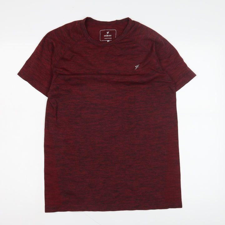 WORK OUT Men's Red Short Sleeve Crew Neck T-Shirt M