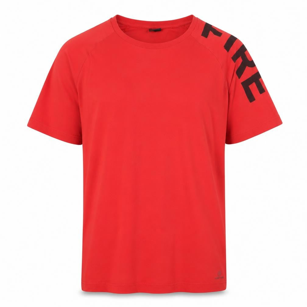 Front view of Fire+Ice Men's Red XL T-Shirt, Crew Neck, Solid