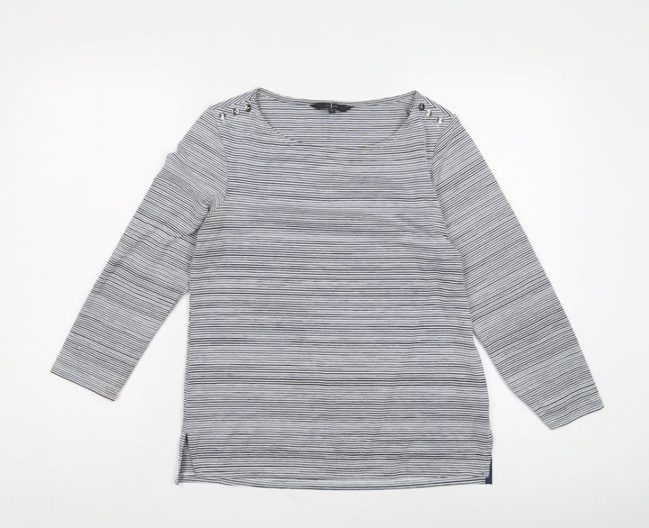 Jasper Conran Women's Blue Striped T-Shirt - Size 12