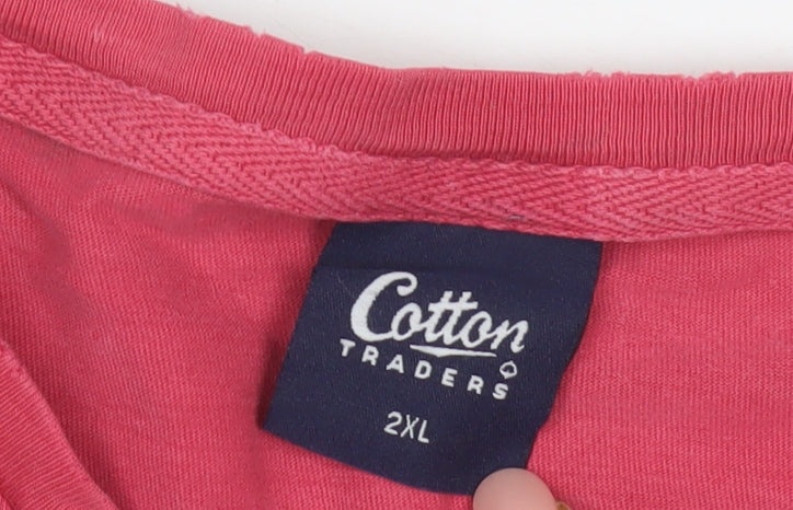 Cotton Traders Men's Red 2XL V-Neck T-Shirt