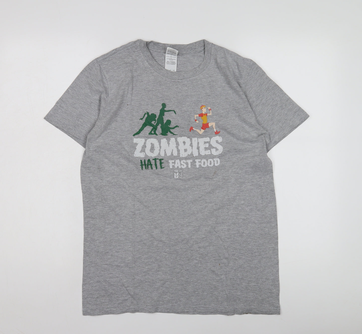 Grey Men's Medium Zombie Graphic T-Shirt