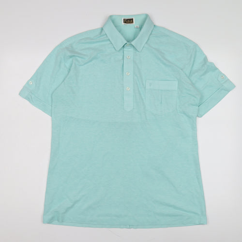Farah Men's Green Polo Shirt L Vintage Short Sleeve
