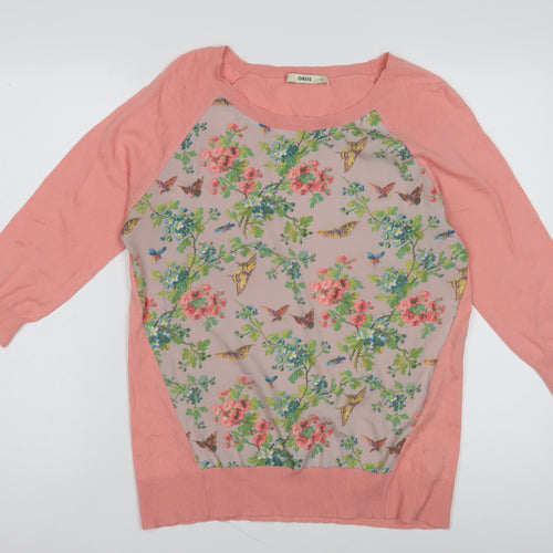 Oasis Women's Pink Floral Pullover Jumper M