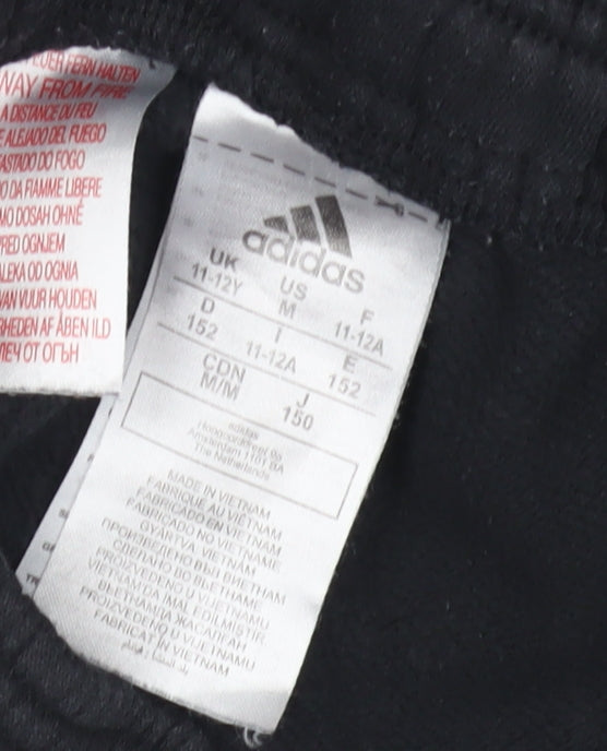 Adidas Boys Black Joggers 11-12 Years with Side Stripe