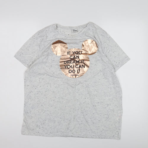 Disney Women's Grey T-Shirt Size 14 Short Sleeve Casual