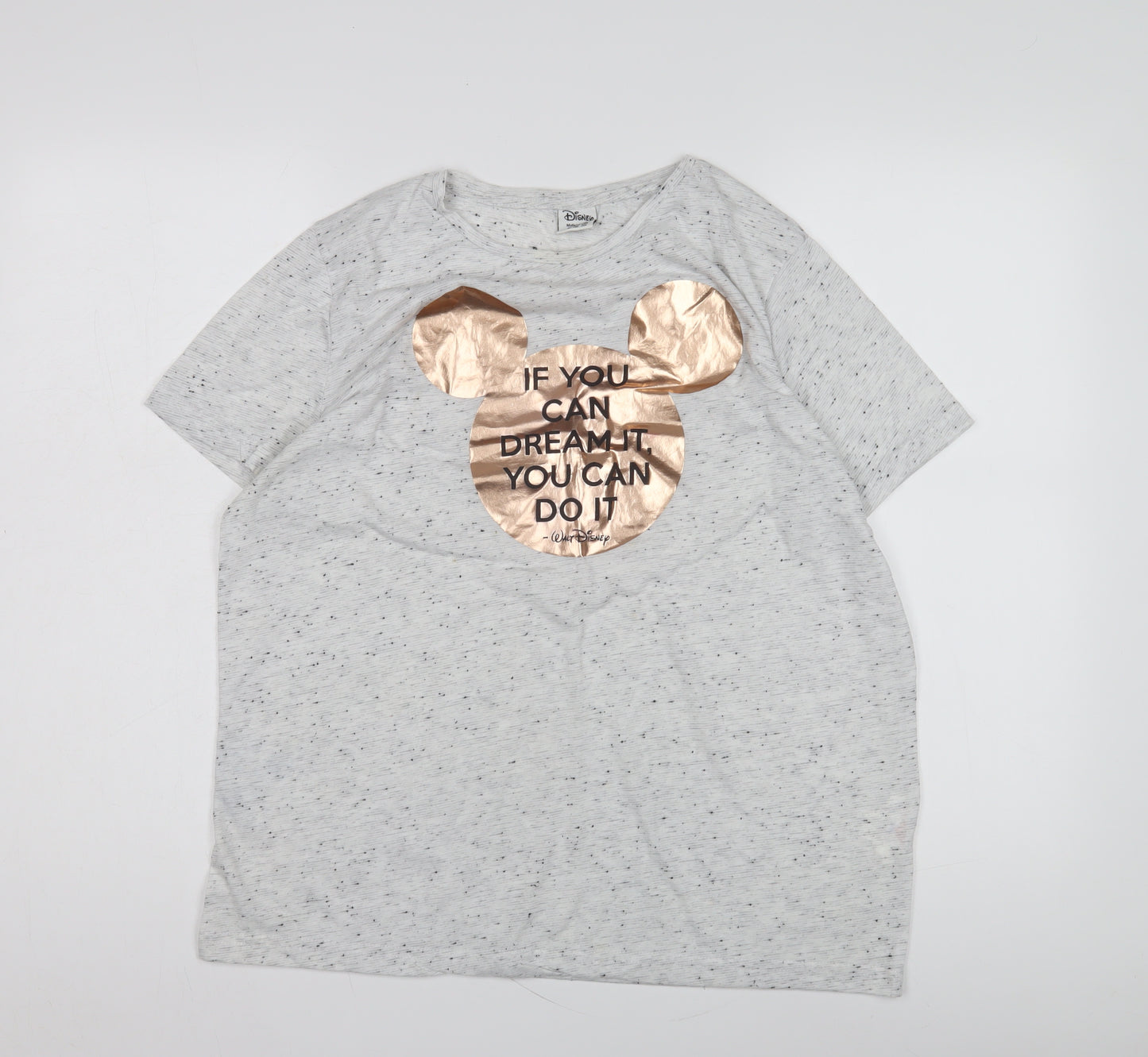 Disney Women's Grey T-Shirt Size 14 Short Sleeve Casual
