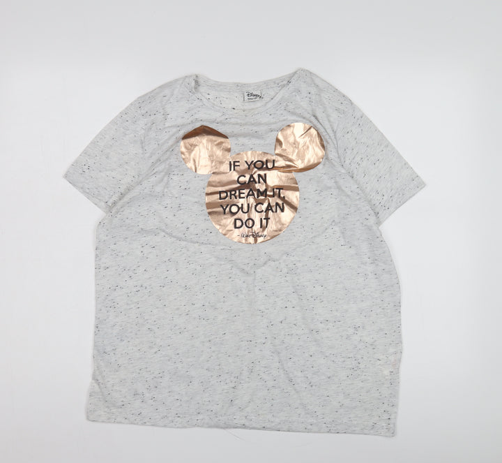 Disney Women's Grey T-Shirt Size 14 Short Sleeve Casual