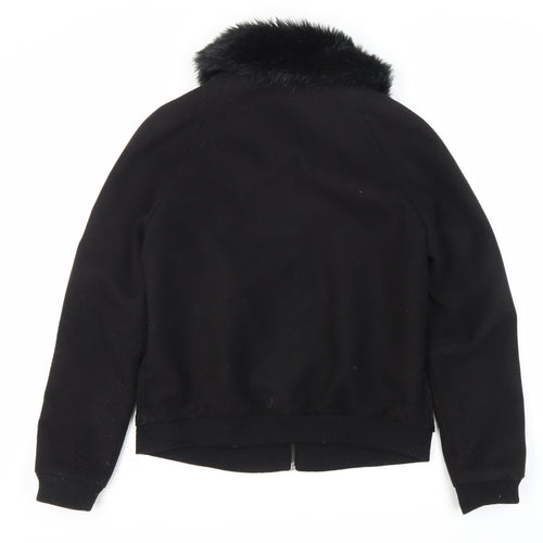 South Women's Black Fur Trim Jacket Size 14