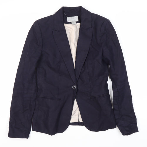 H&M Women's Blue Linen Blend Blazer Size 8