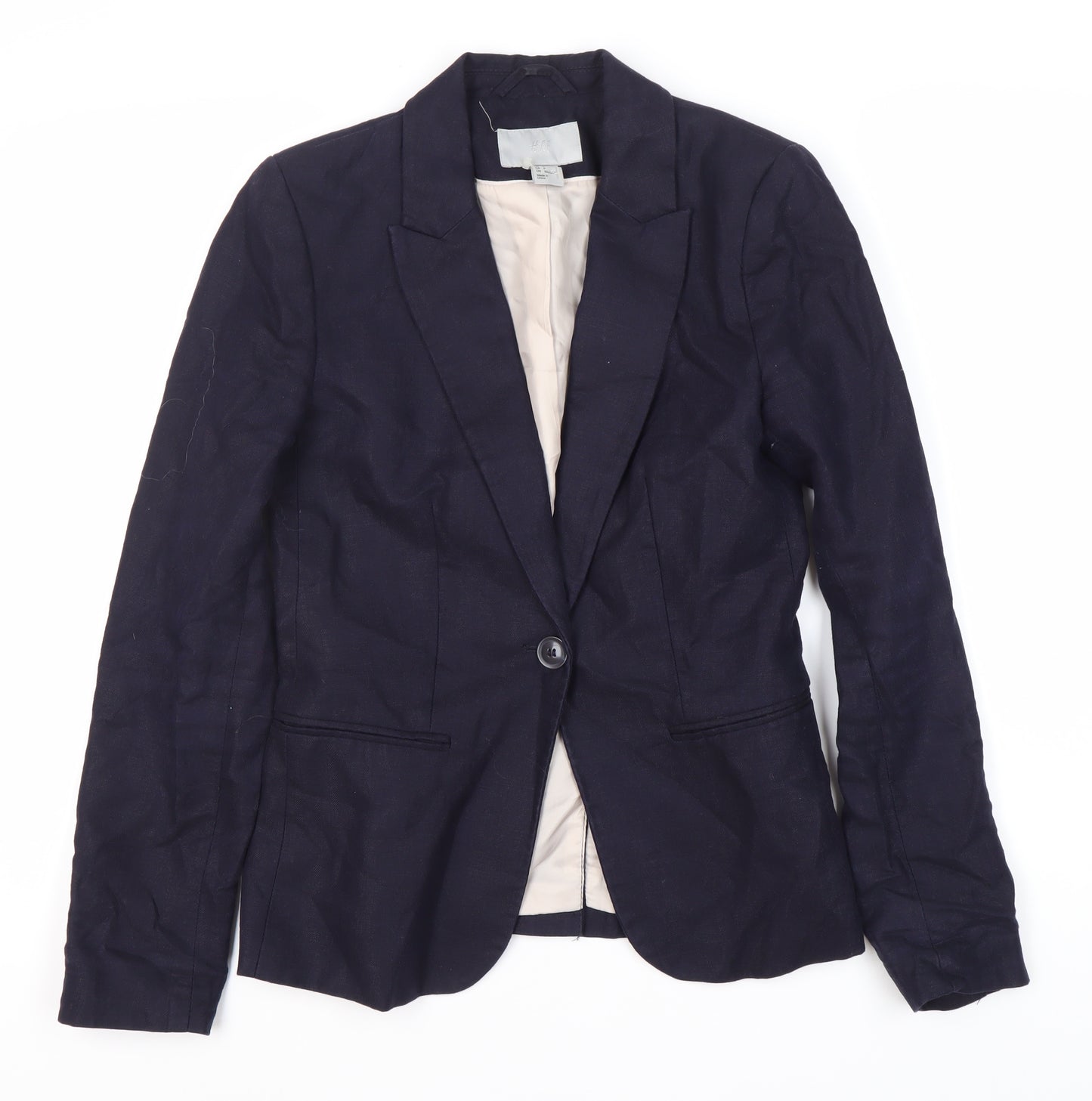 H&M Women's Blue Linen Blend Blazer Size 8