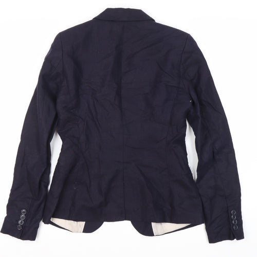 H&M Women's Blue Linen Blend Blazer Size 8