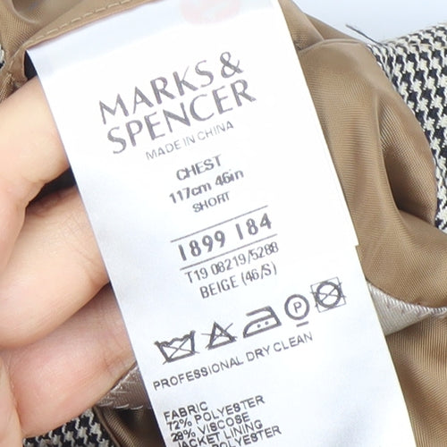 Marks and Spencer Men's Beige Check Blazer 46R