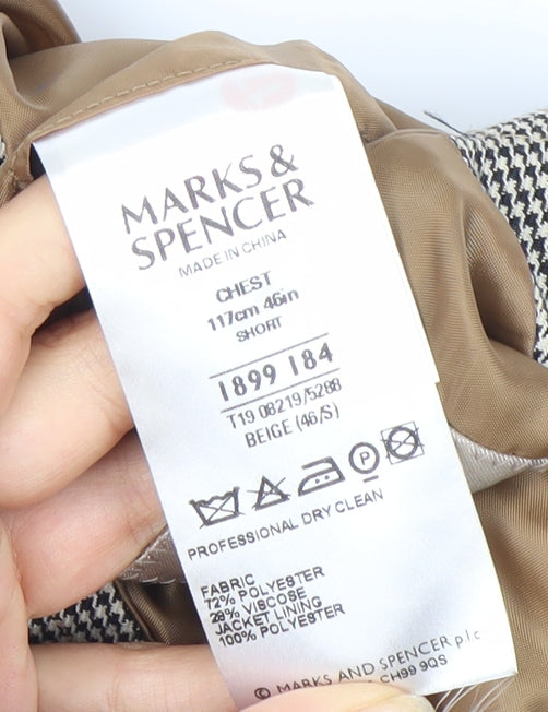 Marks and Spencer Men's Beige Check Blazer 46R