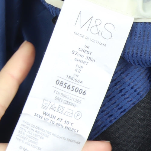 Marks and Spencer Grey Check Men's Blazer Size 38
