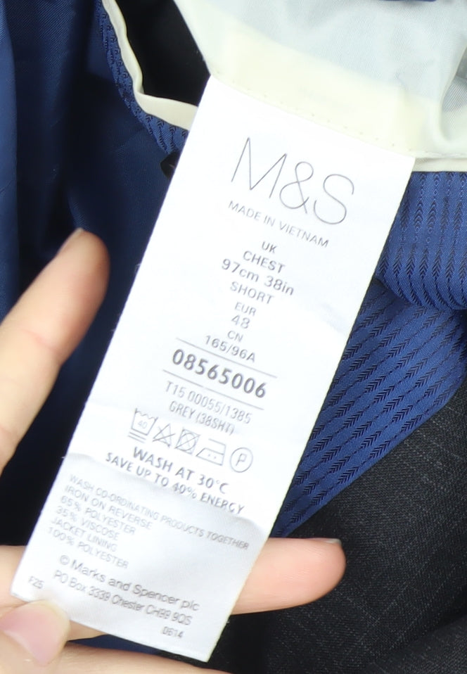 Marks and Spencer Grey Check Men's Blazer Size 38
