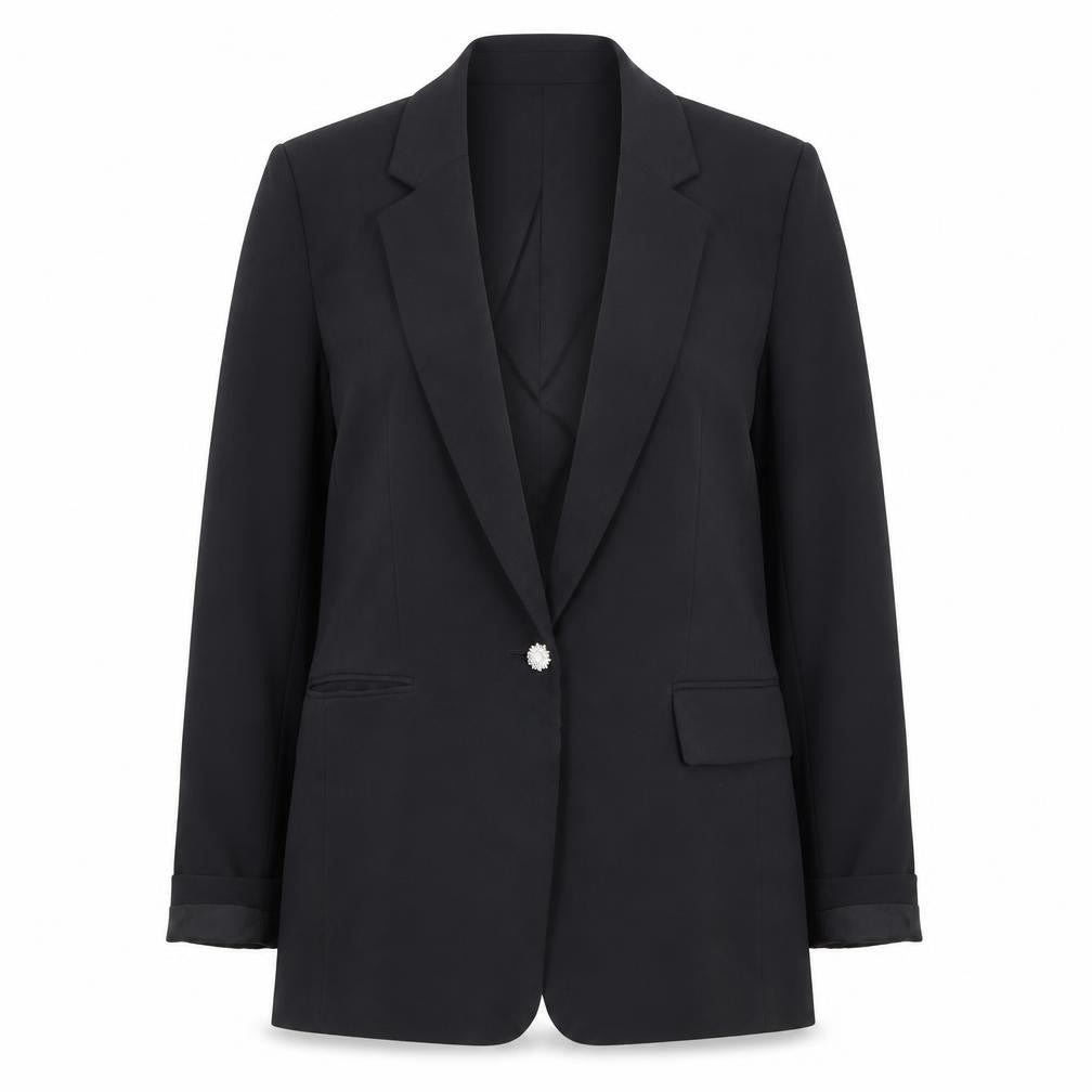 Front view of H&M Women's Black Blazer, size 6, Business Wear