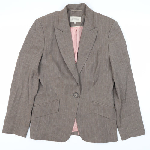 Next Women's Brown Pinstripe Suit Jacket Size 12