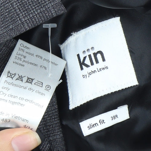 Kin by John Lewis Grey Slim Fit Blazer 38R Check