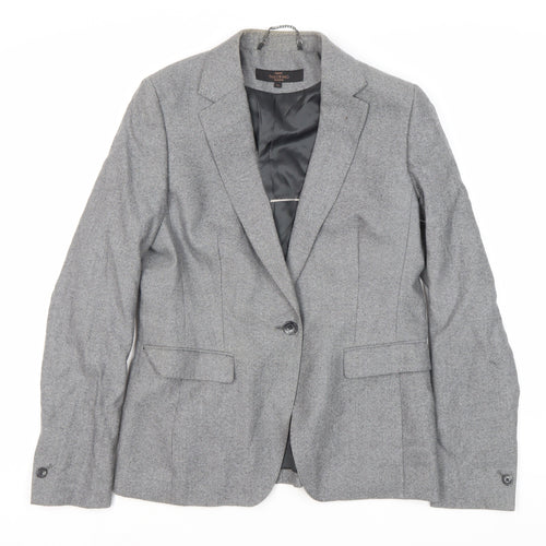 Next Women's Grey Suit Jacket, Size 12, Wool Blend, Lined