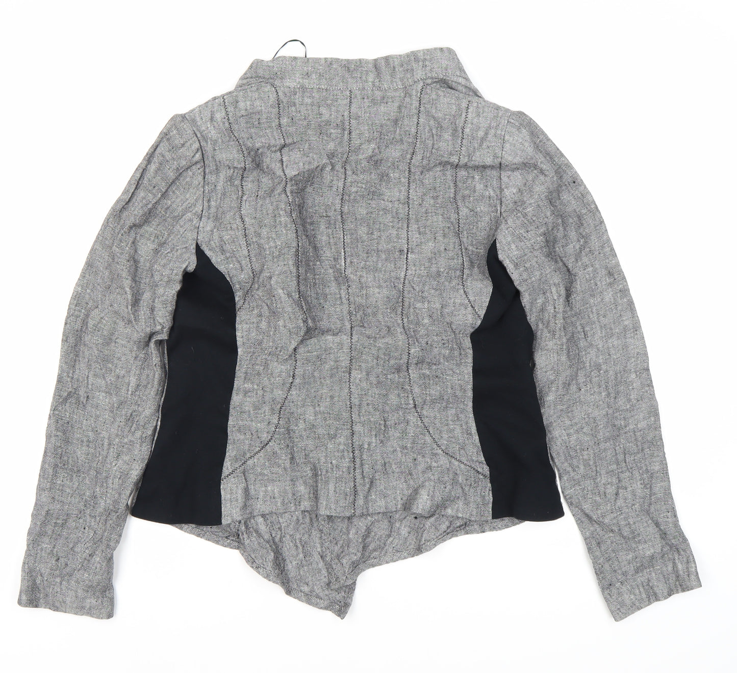 Zara Women's Grey Collarless Tweed Jacket Size 12