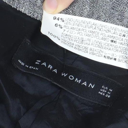 Zara Women's Grey Collarless Tweed Jacket Size 12