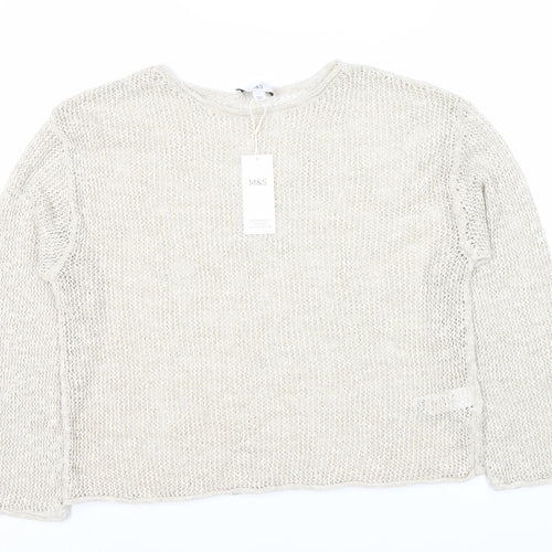 Marks and Spencer Beige Knit Long Sleeve Top L
