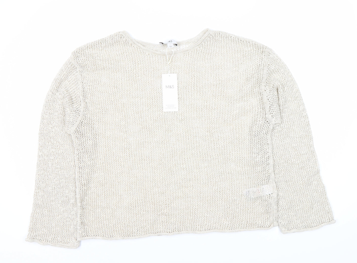 Marks and Spencer Beige Knit Long Sleeve Top L