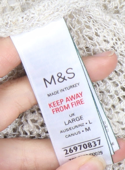 Marks and Spencer Beige Knit Long Sleeve Top L