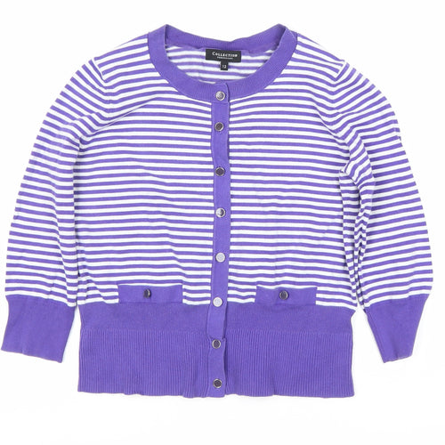 Debenhams Women's Purple Striped Cardigan Size 12