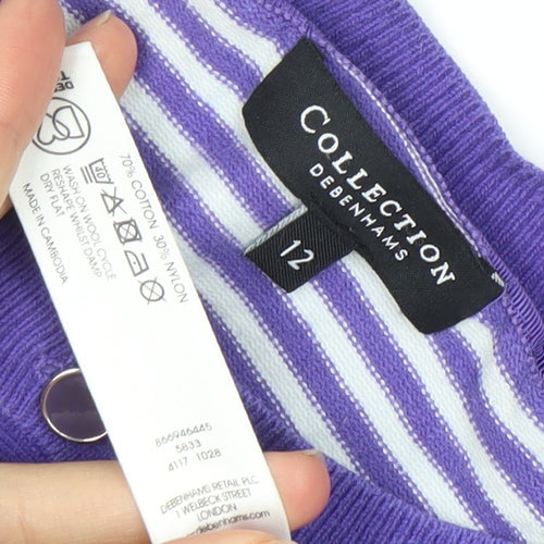 Debenhams Women's Purple Striped Cardigan Size 12