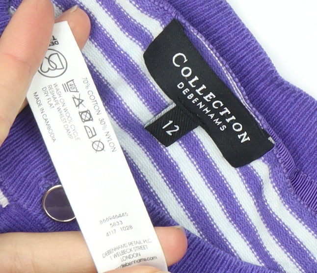 Debenhams Women's Purple Striped Cardigan Size 12
