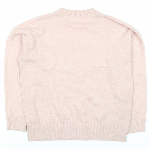Marks and Spencer Women's Pink Wool V-Neck Jumper M