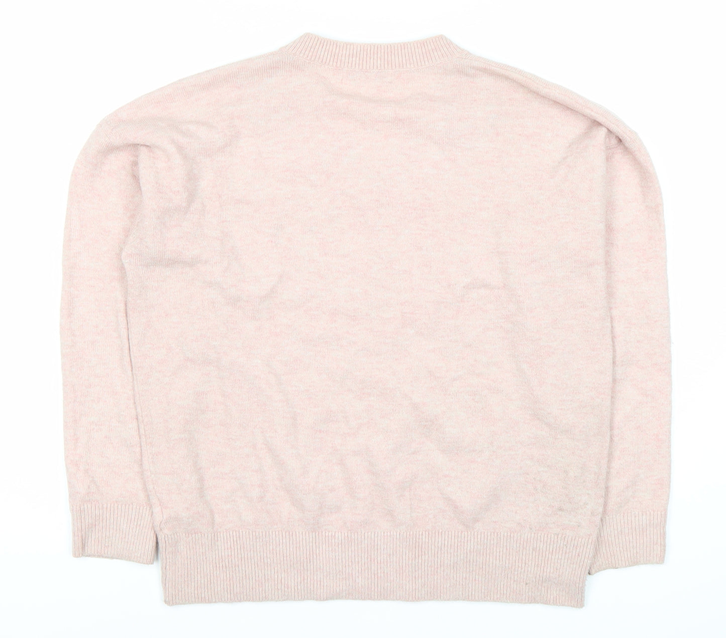 Marks and Spencer Women's Pink Wool V-Neck Jumper M