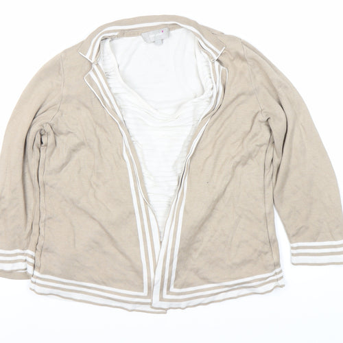 Per Una Women Beige Striped Cardigan Size 10