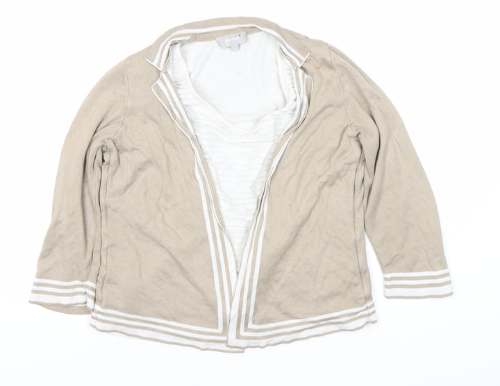 Per Una Women Beige Striped Cardigan Size 10