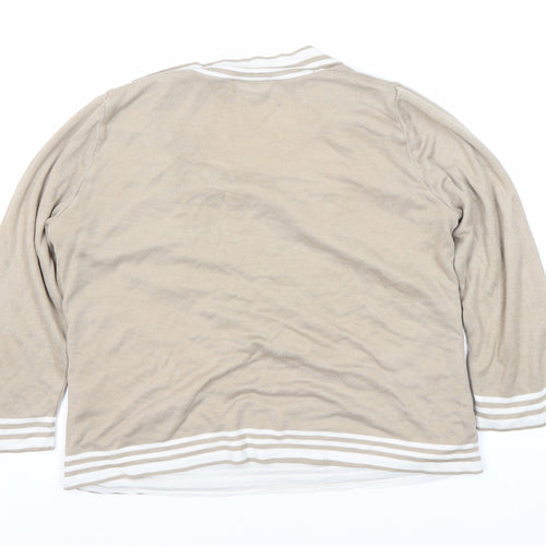 Per Una Women Beige Striped Cardigan Size 10