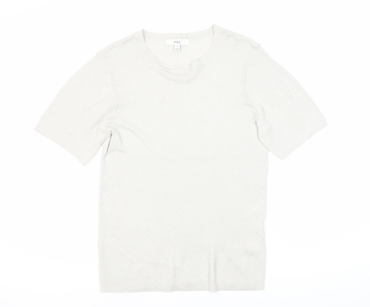 Marks and Spencer Grey Knit Short Sleeve Top - Medium