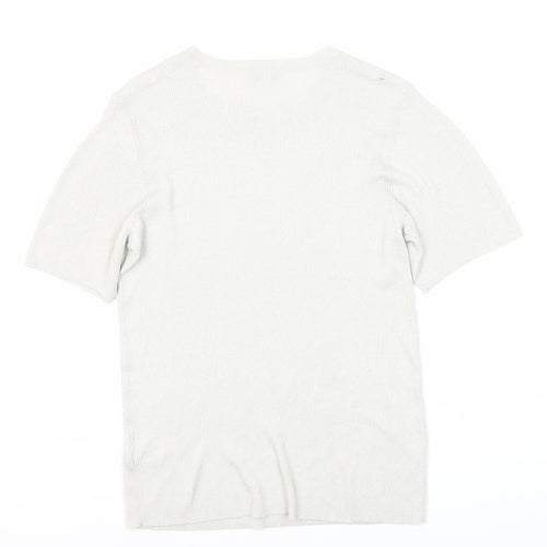 Marks and Spencer Grey Knit Short Sleeve Top - Medium