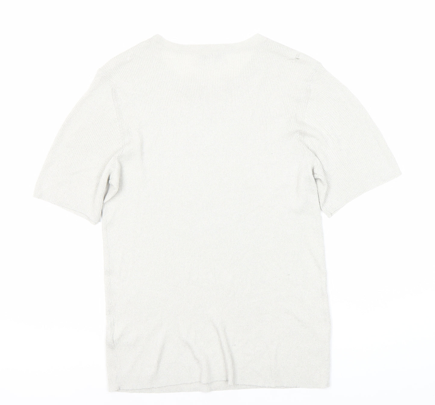 Marks and Spencer Grey Knit Short Sleeve Top - Medium