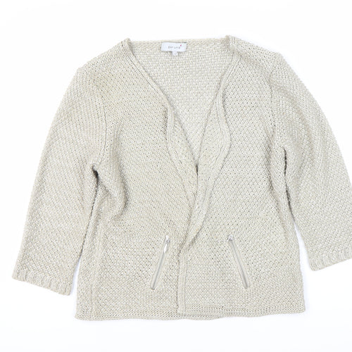 Per Una Women's Beige Cardigan, Size 14, V-Neck, 3/4 Sleeve