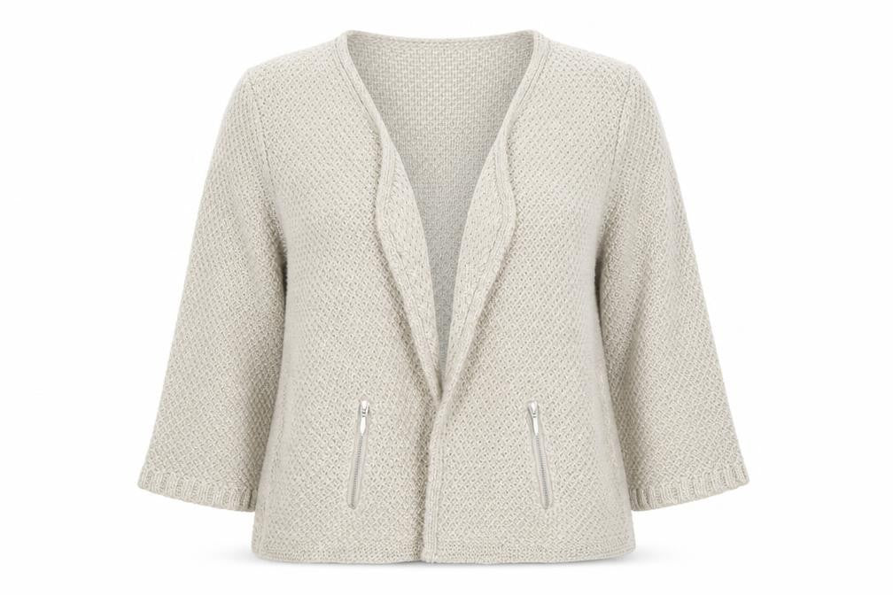 Per Una Women's Beige Cardigan, Size 14, V-Neck, 3/4 Sleeve