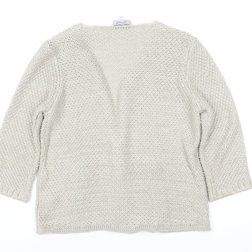 Per Una Women's Beige Cardigan, Size 14, V-Neck, 3/4 Sleeve
